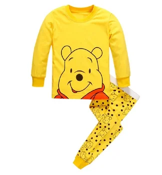 2022 crianças pijama conjunto de Meninos e meninas de Winnie the Pooh de manga comprida de algodão para casa roupas de desenho animado de roupas infantis frete grátis