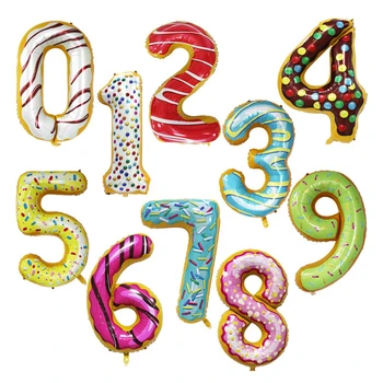 36 polegadas número de balão donut número de balão 0 1 2 3 4 5 6 7 8 9 festa de aniversário, decoração de balão de chuveiro do bebê doces brinquedo balão