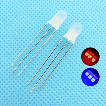 5mm LED Bi-Color Difundida Ânodo Comum Rodada de diodos Emissores de Luz Dupla Vermelha Azul Nebuloso Dois Plug-na Prática DIY Kit 10 peças /lote