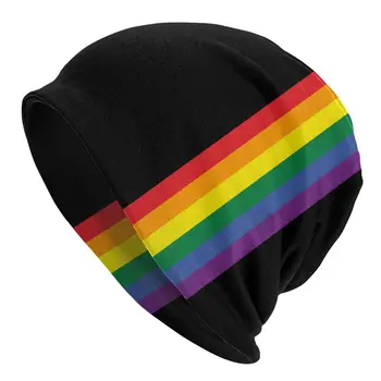 Arco-íris do Orgulho LGBT Skullies Beanies Chapéu Casual de Esqui Unisex Caps Quente quebra Cabeça Bonnet Chapéu de Malha