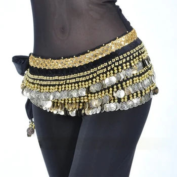 2022 dança do Ventre traje de roupas de dança indiana correia bellydance cintura cadeia de hip lenço de mulheres dança menina com 248 moeda de ouro, 10 de cor
