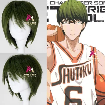 Anime japonês kurokos cesta de peruca Verde, kuroko no basuke Midorima Shintaro verde reta peruca papel Cômico jogar hair + tampa de peruca