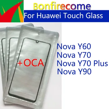 10Pcs\Muito Para Huawei Y60 Y90 Y70 Além de Tela de Toque Frontal Externa do Vidro da Lente de Vidro de luxo do LCD Com a OCA Cola de Substituição
