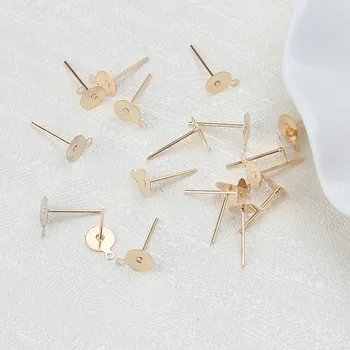 50pcs/lote 8/10mm cor de ouro/ródio aro pin brincos jóias acessórios resultados montagem mulheres diy de natal brincos EY2570