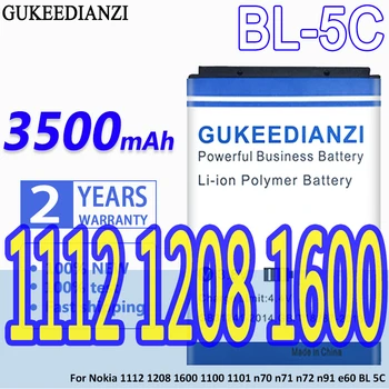 BL-5C 3500mAh 100% Nova Bateria do Telefone Móvel Para Nokia 1112 1208 1600 1100 1101 n70 n71 n72 n91 e60 da Substituição do Li-íon da Bateria
