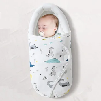 Bebê Faixas De Manta De Algodão Infantil Berçário Envoltório Para Recém-Nascidos De Dinossauro Cabeça De Impressão De Pescoço, Protetor De Cobertor Quente Do Bebê Do Saco De Dormir