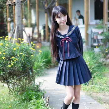 Novo Estilo Japonês, coreano Kawaii Girls JK High School Uniform Meninas Mulheres roupa de Marinheiro Uniformes Anime Cosplay Saia Plissada Conjuntos