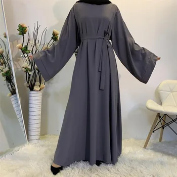 As Mulheres Muçulmanas Maxi Abaya Vestido Solto Nidha Mangas Compridas De Cor Sólida Dubai, Turquia Islã Roupas Caftan Manto Modesto Vestido De Elegância
