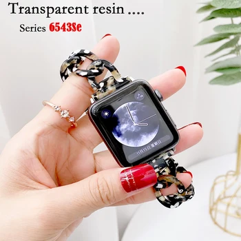 Cinta para apple faixa de relógio de 44mm 40mm correa 38mm 42mm resina Transparente pulseira bracelete iwatch série 7 6 5 4 3 Se 41mm 45mm
