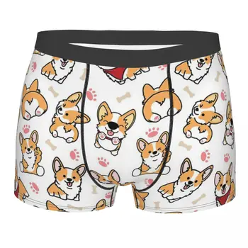 Homem Bonito Corgis Cães Boxer Shorts, Cuecas Roupa Interior Macio Animais De Estimação Masculino Humor Plus Size Cuecas