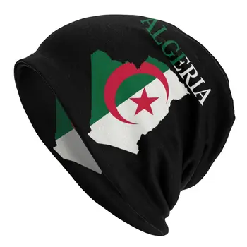 Moda Inverno Aquecido Homens Mulheres Malha Chapéus Adulto Unisex Argélia Bandeira Mapa Skullies Beanies Caps Algerian Coração Bonnet Chapéus