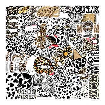 50pcs Bonito Leopard Adesivos Para Notebook Laptop página de Recados de papel de carta Estética Adesivo de Colagem de Materiais materiais para Artesanato