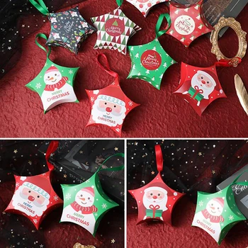 10pcs Forma de Estrela de Natal, Caixas de Presente de Papai Noel Crianças Caixa de Doces, Sacos de Empacotamento Para Casa Feliz Ano Novo, Natal, Decoração de Natal