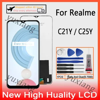 Original Para Realme C21Y RMX3261 Tela LCD Touch screen Digitalizador Para Realme C25Y RMX3265 LCD Com FrameReplacement
