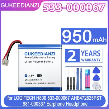 GUKEEDIANZI Bateria de Substituição 533-000067 950mAh para LOGITECH H800 533-000067 AHB472625PST 981-000337 Fone de ouvido Fone de ouvido