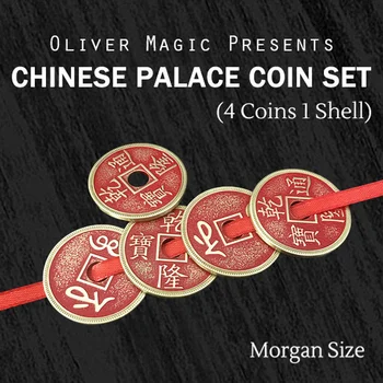 Chinês Palácio Conjunto de Moedas (4 Moedas de 1 Escudo, Vermelho, Morgan Tamanho) por Oliver Magia Close-up de Truques de Magia 3 Voar Ilusões Clássico Magie