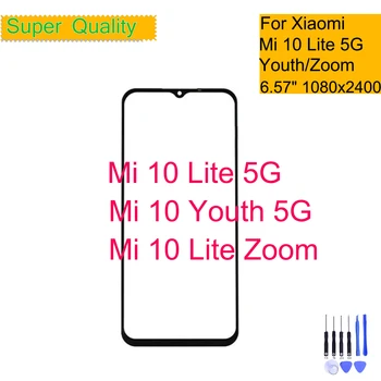 Para Xiaomi Mi 10 Lite 5G Tela de Toque do Painel Frontal Externa Lente de Vidro Para a Xiaomi MI de 10 a Juventude ZOOM LCD Frontal de Vidro de Substituição