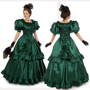 Vitoriano Agitação vestido de rainha do vestido Verde Gótico vitoriano Período georgiano, Vestido de baile Vestido de Reconstituição de Roupas
