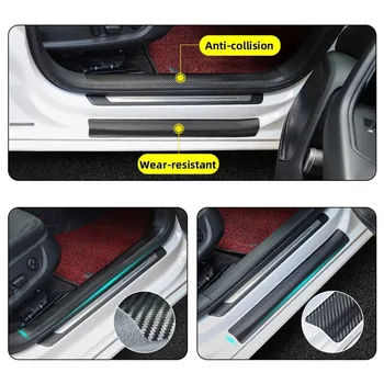 1/3/5M 3D em Fibra de Carbono Adesivo de Carro DIY Colar Tira a Rola Auto Soleira da Porta do Lado do Espelho Anti-risco Protetor de Fita Impermeável Filme