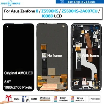 Original AMOLED Para Asus Zenfone 8 ZS590KS I006D ZS590KS-2A007EU Pantalla Display lcd de Painel de Toque conjunto do Digitador da Tela de LCD