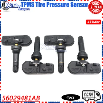 XUAN 4pcs TPMS Monitor de Pressão dos Pneus, Sensor de 56029481AB Para Dodge Nitro Ram 1500 2500 3500 Pickup Jeep Commander Wrangler 433Mhz