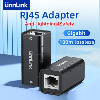 Unnlink Conector RJ45 Anti-Relâmpago de Rede Extender Adaptador Ethernet Gigabit de 100 Metros, para Cat7 Cabo Cat5e e Cat6