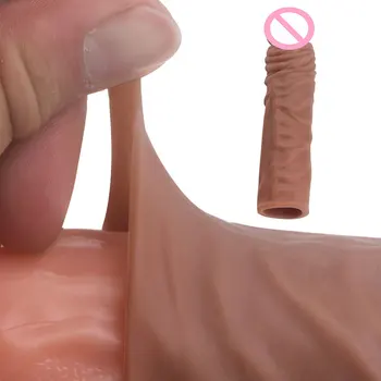 Penise Extensor de Alargamento Acessórios Eróticos Luva de Silicone Para Pênis Extensão de Preservativos Anéis penianos BDSM Sexy Brinquedos Para Homens