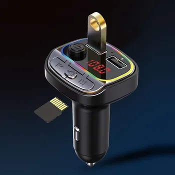 Bluetooth 5.0 Transmissor FM Car Kit MP3 Player Modulador Wireless mãos livres Receptor de Áudio Dual USB, Carregador Rápido 3.1