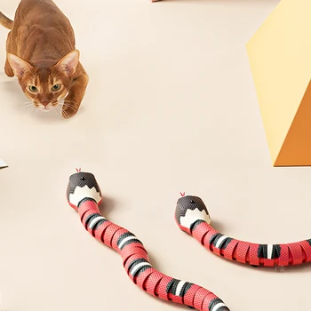 Inteligente de Detecção de Cobra Gato Brinquedos Interativos Automática Eletrônica de Cobra Gato Teaser de Carregamento USB Gato de Estimação Acessórios Para Crianças Brinquedos
