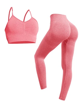 2023 Esportes Ternos Para Mulheres Sexy Crop Top sem costura de Alta Leggings de Cintura Biker Shorts Conjunto de Yoga Treino Roupas de Ginástica Roupas 2Pcs