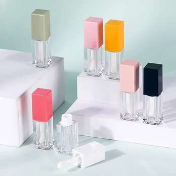 5ml Praça Vazia Gloss Transparente embalagens de Cosméticos Lip Glaze Tubos de Brilho Labial Garrafa Reutilizável