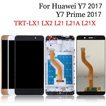 100% Testado Para Huawei Y7 2017 TRT-LX3 TRT-LX1 Tela LCD Touch screen Digitalizador Assembly Com Moldura Para y7 primeiro-2017 lcd