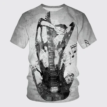 Nova Música de T-Shirts Guitarrista Guitarra Impressão 3D Homens Mulheres Casual de Moda Streetwear Oversized O-Pescoço T-Shirt Miúdos Tees Tops Roupas