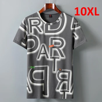 Tamanho grande 10XL T-Shirts 2022 Verão Camisetas Moda masculina Casual Plus Size 10XL Tops Tees Carta de Graffiti T-shirt Manga Curta Masculino