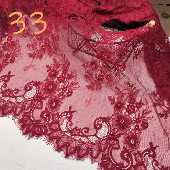3yards/monte 40cm nua, branca-de-rosa roxo vermelho Cílios Tecido de Renda Guarnições DIY de Costura do Vestuário Fita de Material feito a mão