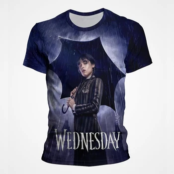 Novo Filme Wendsday Addams quarta-feira, T-Shirt Homens Mulheres Roupas da Moda Harajuku Tee Verão de Impressão 3D camisetas masculinas de Streetwear Tops