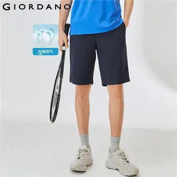 Giordano Homens Shorts De Cintura Elástica Com Cordão Leve Shorts Multi-Bolso 100% Algodão Casual De Verão, Shorts 01102339