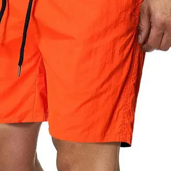 Homens De Calções De Praia Verão De Cor Sólida Quinto Calças De Algodão Respirável Cordão Bolsos De Fechamento Rápido A Seco Shorts De Fitness 2021