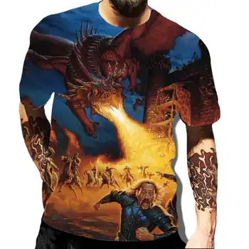 Verão nova moda dos homens de impressão 3D dinossauro série impressa Rua T-shirt de grandes dimensões O colarinho de adultos, t-shirts xxS-6XL