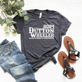 Dutton Wheeler 2024 Camisa de Yellowstone T-Shirt Dutton para Presidente Rip Wheeler Presidente Dutton Fazenda Tees Beth Dutton Camisas