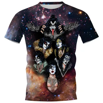 CLOOCL Rock Kiss Banda T-shirts Gráficos 3D Céu Estrelado 