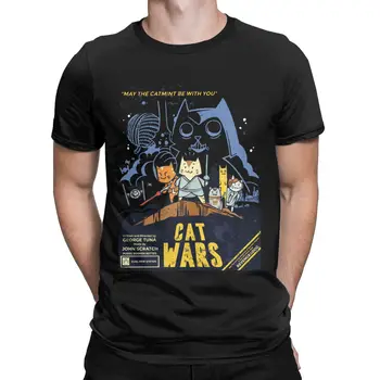 Estrela Gato Guerras Disney T-Shirts para os Homens em Algodão Puro, Criativo T-Shirt Gola Camisetas de Manga Curta, Roupas de Verão