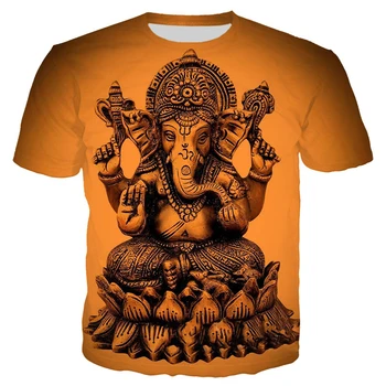 2021 Novo Ganesha Moda Casual T-Shirt Deus Hindu da Sabedoria Impressos em 3D Homens Mulheres Tops Harajuku Streetwear Oversized T-shirt