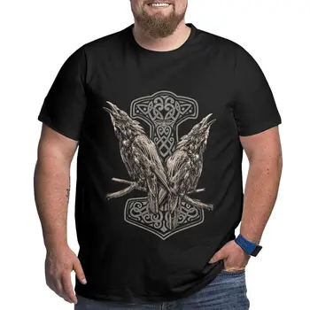 Homens ODIN Vikings Valhalla T-Shirt de Algodão Vintage Grande Altura Tops Plus Size Tees de Grande Tamanho Grande de Roupas 4XL 5XL 6XL T-Shirts 2xl X