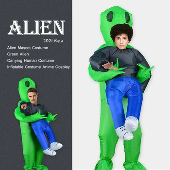 Alien O Traje Da Mascote Alienígena Verde Transporte Humano Adulto Inflável Traje De Anime Cosplay Para Homem, Mulher Do Traje De Halloween