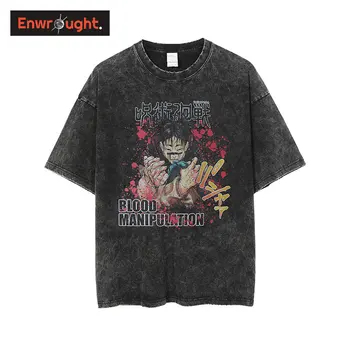 Jujutsu Kaisen Homens T-shirts Anime CHOSO Gráfico T-Shirt Harajuku Vintage Lavado Hip Hop Tops Tees 2022 Streetwear Mangá Tshirts