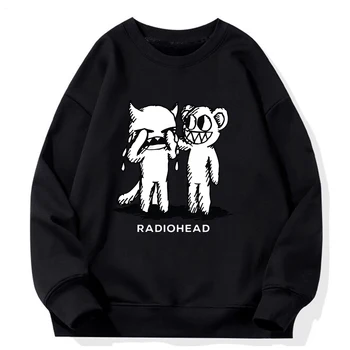 Novo Radiohead Hoodies Banda De Rock Dos Desenhos Animados De Impressão Streetwear Homens Mulheres Da Moda Oversized O-Pescoço Moletons Com Capuz Hip Hop 