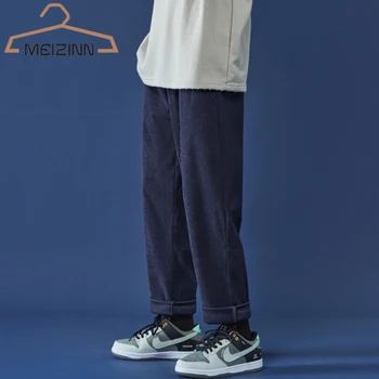 2022 Nova empresa, masculina Casual Calças de Marca Primavera Y2K de Veludo Streetwear coreano Wide Leg Pants Moda Hip Hop Reta Casual Calças dos Homens