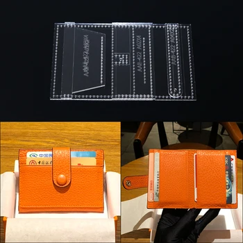1Set DIY de Costura Padrão de Mulheres Pacote do Cartão Bolsa Carteira de Couro de Artesanato Estêncil Modelo 7.5*10.6*1cm