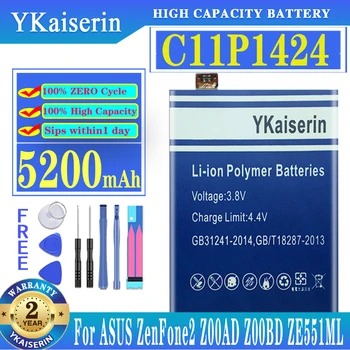 YKaiserin C11P1424 5200mAh Bateria do Telefone Para Asus ZenFone 2 ZenFone2 Z00AD Z00BD ZE551ML ZE550ML Bateria
